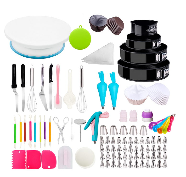 Набір для декору тортів/кексів 380 шт. з підставкою (510156) Набір для декору тортів/кексів 380 шт. з підставкою (510156)