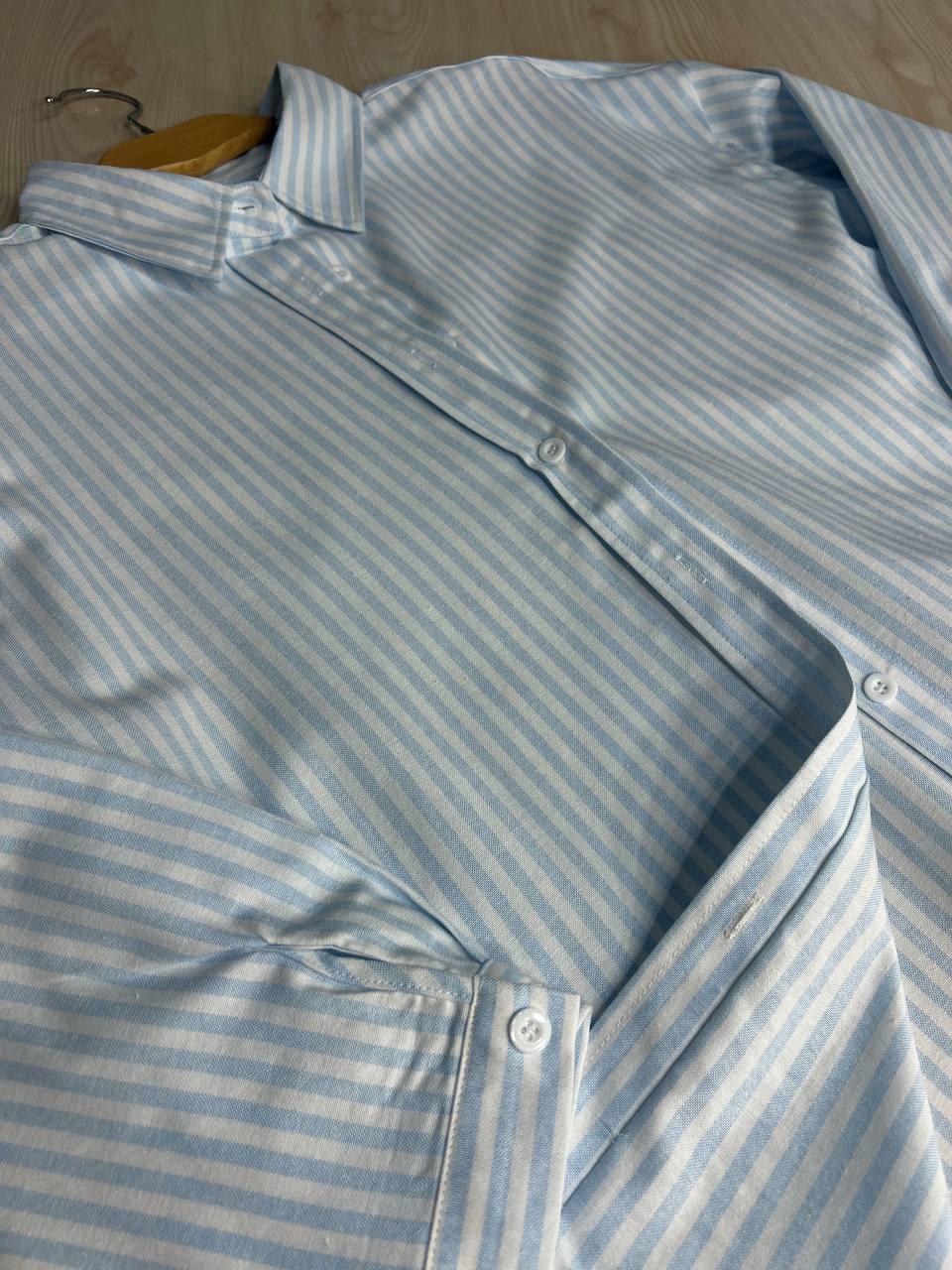 Сорочка жіноча A-N 25130-1 в смужку оверсайз бавовняна OS Блакитний (26852061) - фото 8 Сорочка жіноча A-N 25130-1 в смужку оверсайз бавовняна OS Блакитний (26852061) - фото 8