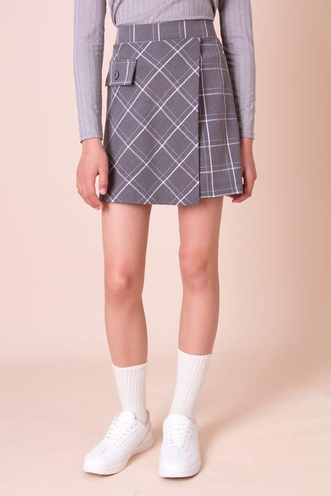 Спідниця-шорти для дівчинки Mevis Клітка 5163-03 152 см Сірий