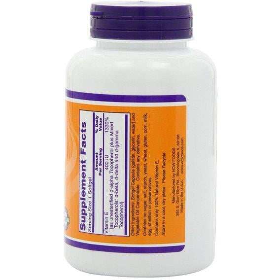 Вітамін E NOW Foods Vitamin E-400 MT 250 Softgels - фото 2