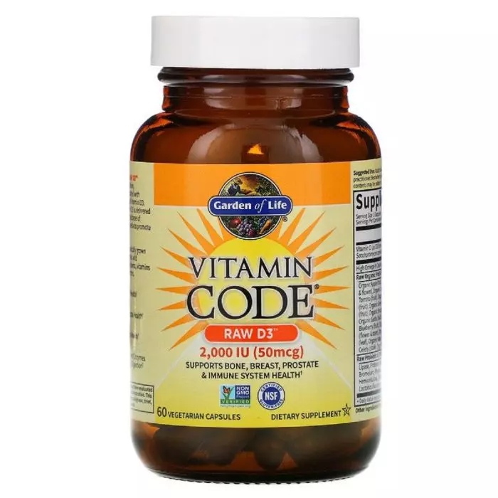 Сырой витамин D3 Garden Of Life RAW Vitamin Code 2000 МЕ 50 мкг 60 вегетарианских капсул (GOL11413) - фото 2