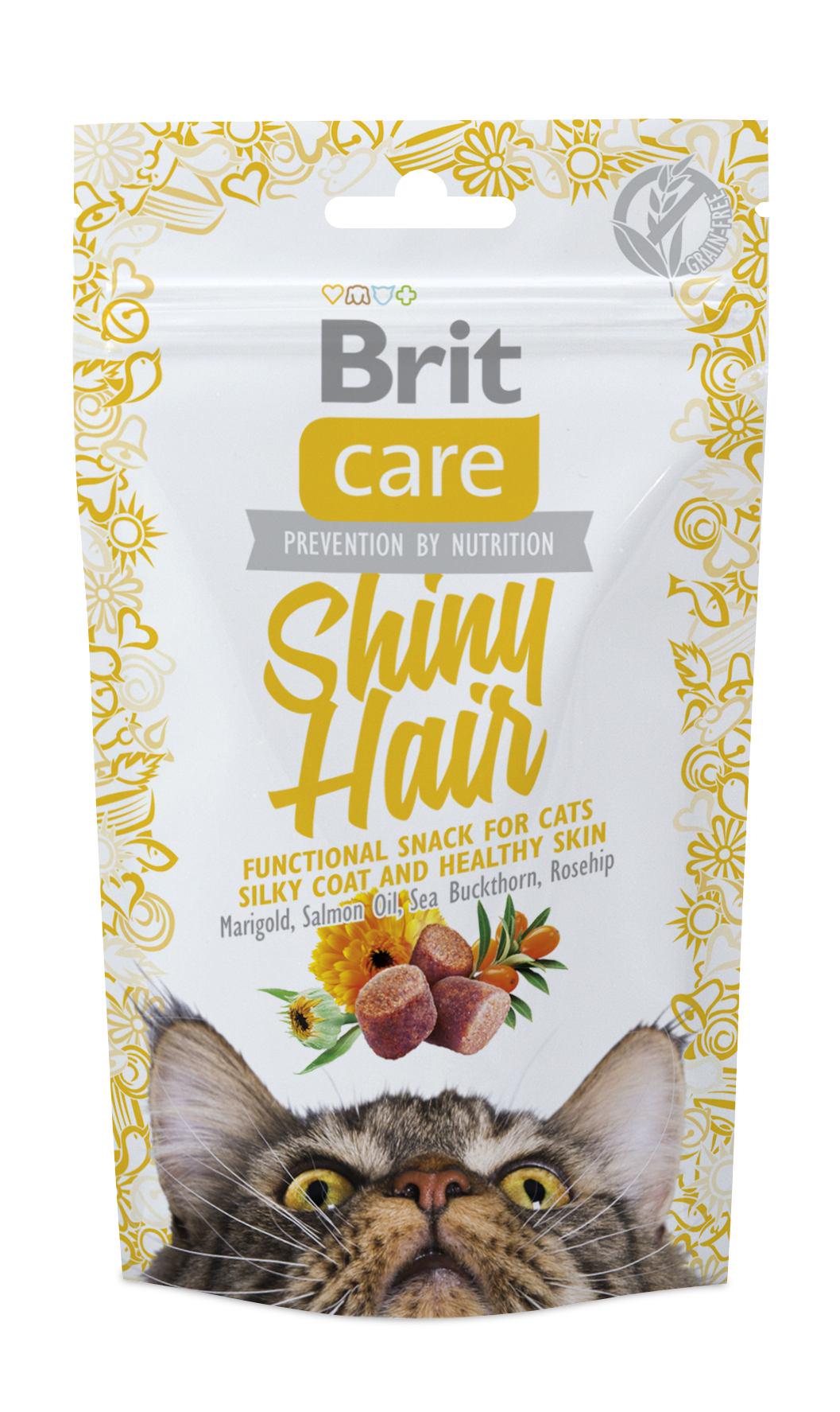 Лакомство Brit Care Shiny Hair для кошек для шелковистого меха и здоровой кожи с лососем 50 г (98066) Лакомство Brit Care Shiny Hair для кошек для шелковистого меха и здоровой кожи с лососем 50 г (98066)