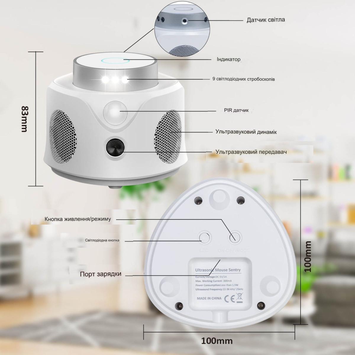 Відлякувач мишей/щурів/гризунів та комах Ultrasonic UR02S потужний ультразвуковий White - фото 6