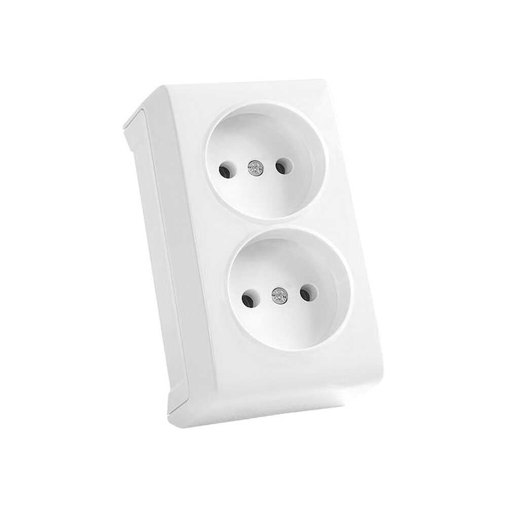 Розетка Viko Vera двойная без заземления наружная Белый (21601-е)