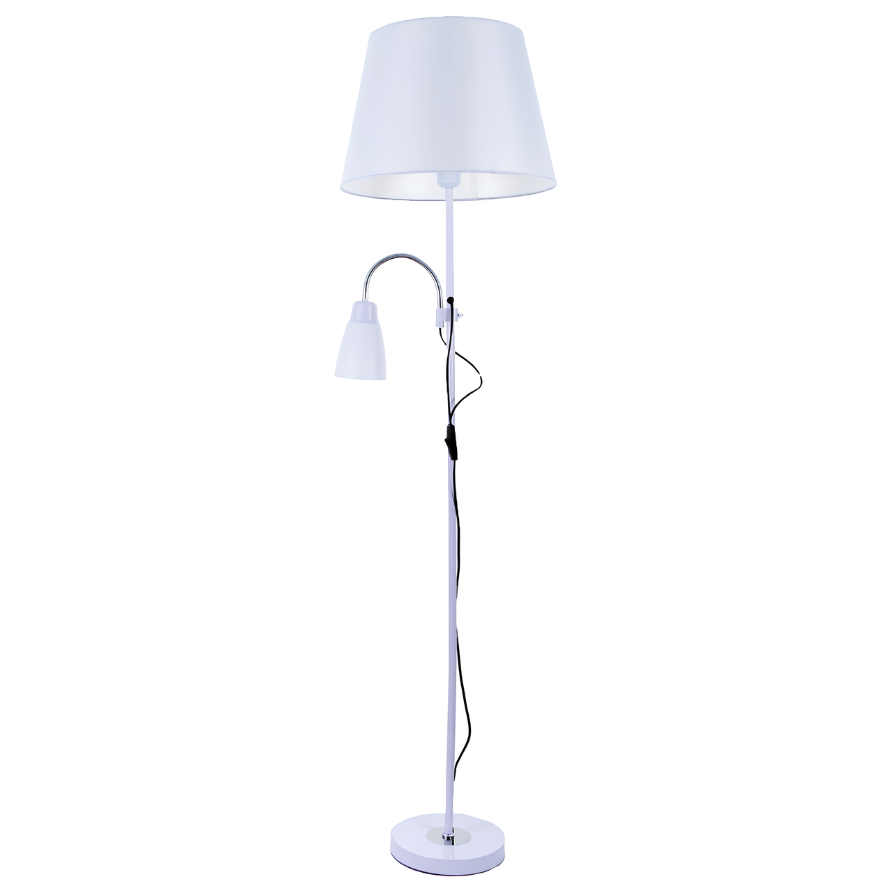 Торшер Svet с абажуром и стеклянным плафоном на две лампочки Е27 Белый (SWT-3910/BASE+SHADE WH)