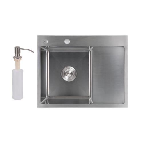 Мийка для кухні інтегрована Lidz Handmade H6350R LDH6350BRUR45587 крило праворуч 3/1 мм Brushed Steel (25940038)