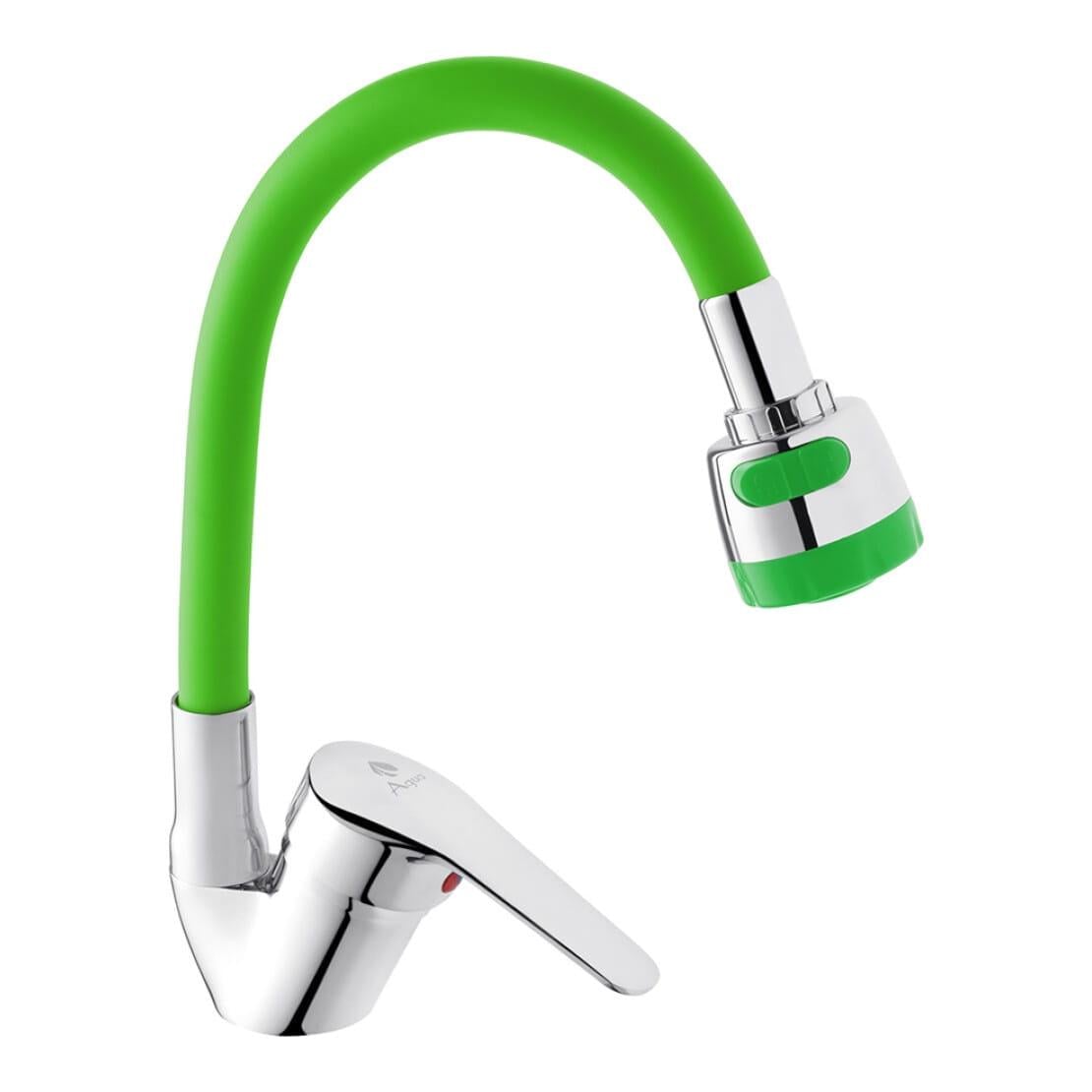 Змішувач для кухні Agua Sevilla C039VRD з гнучким виливом Хром/Зелений матовий (CV033914)