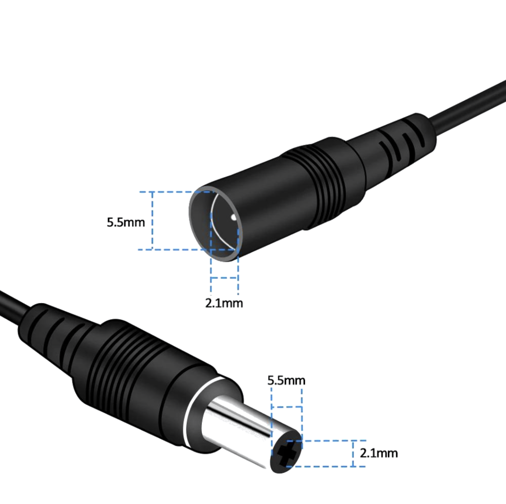 Кабель подовжувач DC 12V 5,5x2,1 мм male-female 5 м (DC5521MF5M) - фото 2