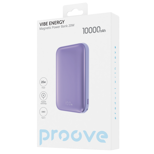 Повербанк Proove Vibe Energy Magnetic 2в1 зішвидкою зарядкою 10000 mAh 20W Фіолетовий (PBVE20020009) - фото 4