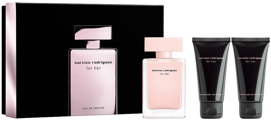 Парфюмированная вода для женщин Narciso Rodriguez For Her 50 мл с лосьоном для тела 50 мл и гелем для душа 50 мл (106621)