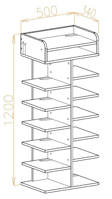 Полиця-підставка для взуття підлогова MEBLIBUD LADDER 50х34х120 Дуб сонома - фото 4 Полиця-підставка для взуття підлогова MEBLIBUD LADDER 50х34х120 Дуб сонома - фото 4