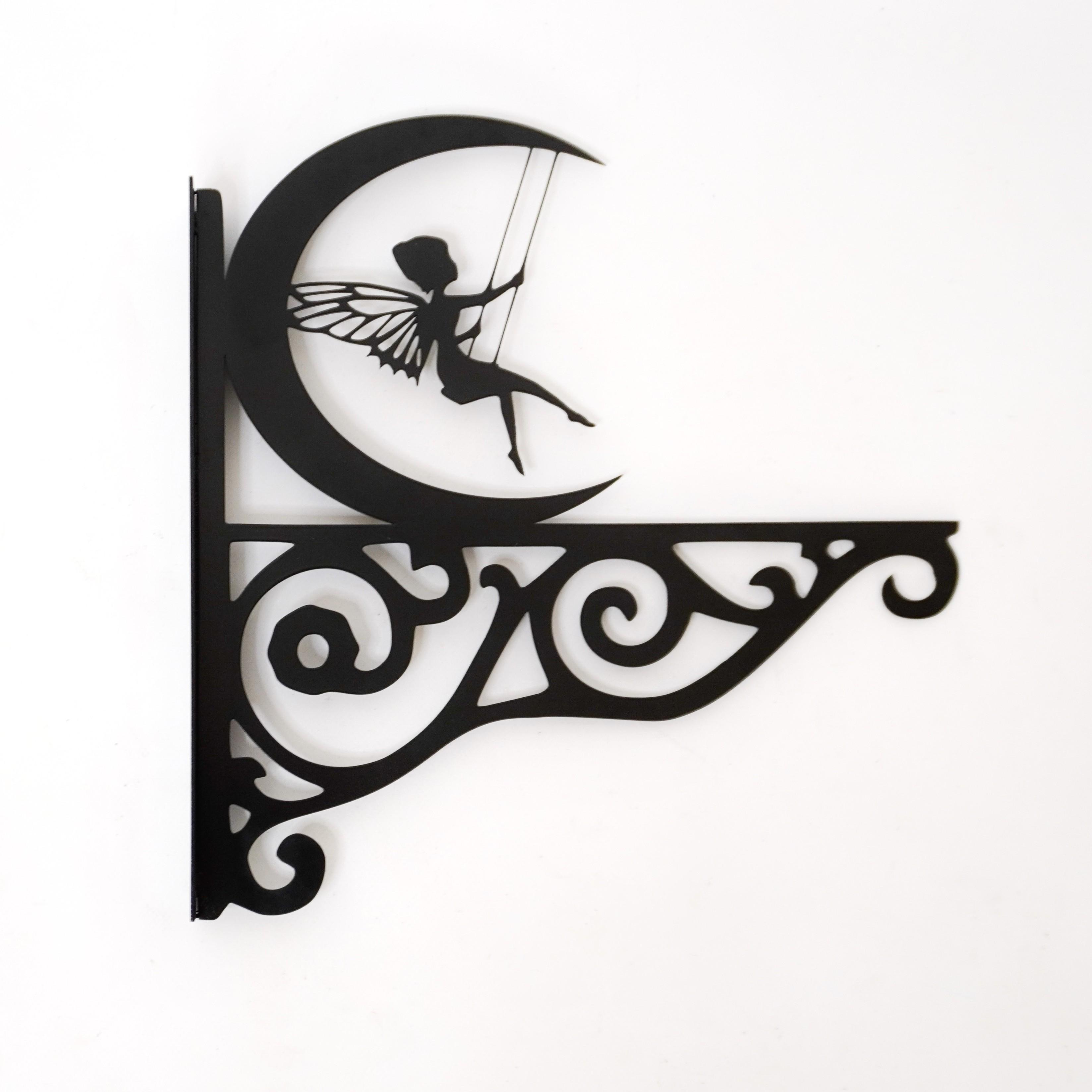 Кронштейн Фея на гойдалці для кашпо з квітами метал Чорний (М014)