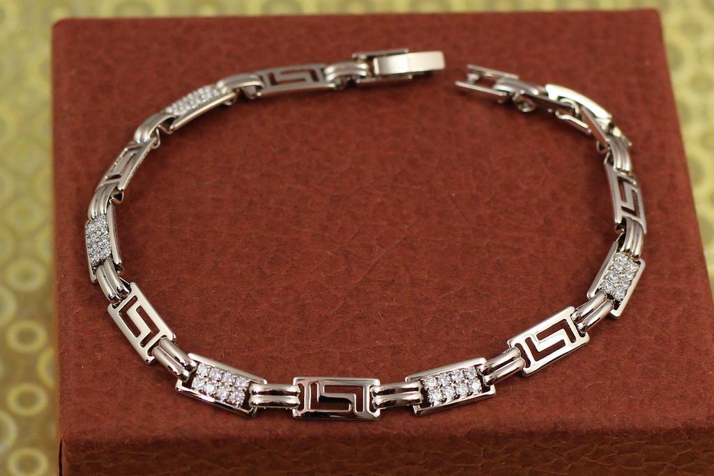 Браслет Xuping Jewelry Греческий с фианитами 20 см 6 мм Серебристый (1879774161)