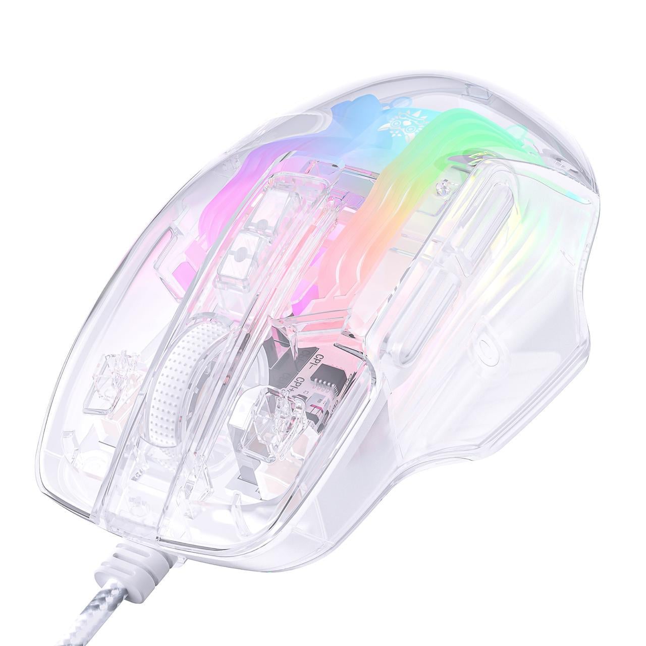 Мышка игровая проводная Onikuma C93 RGB подсветка 12800 DPI Прозрачный (784277)