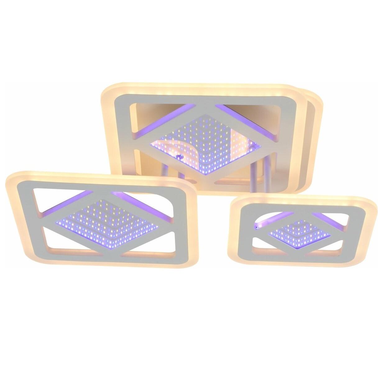 Люстра светодиодная Sirius на три плафона 140W 3000-6500К Белый (LI8885/3A WH BL+YL 98W+42W)