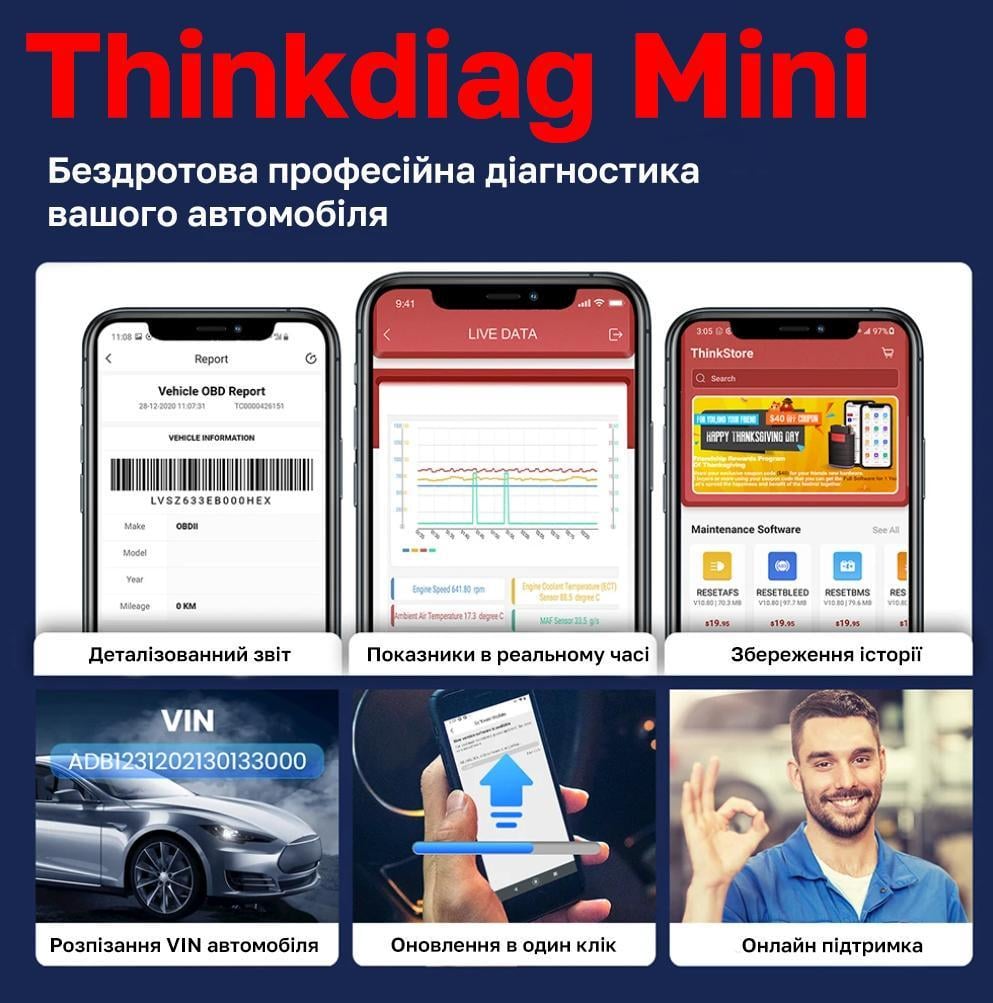 Автосканер Thinkcar THINKDIAG Mini OBD II - фото 5 Автосканер Thinkcar THINKDIAG Mini OBD II - фото 5