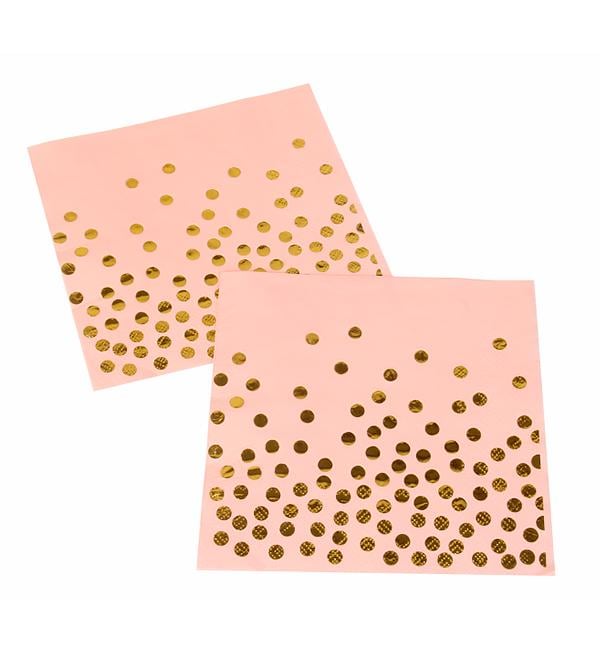 Салфетки праздничные 20 шт. 33х33 см Pink/Gold (51168)