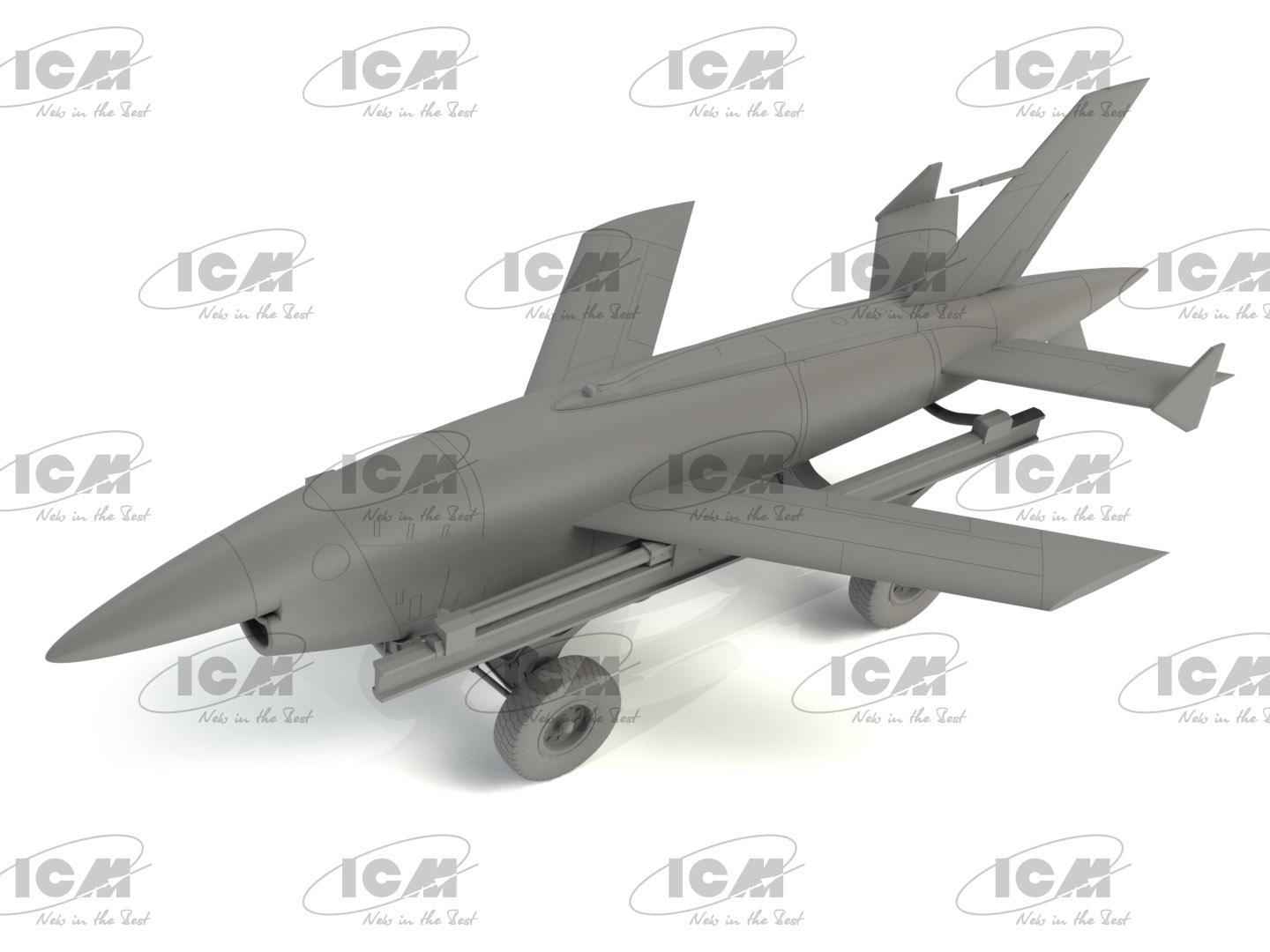 Сборная модель ICM Q-2С ВQM-34А Firebee с тележкой 1 самолет и тележка (48401) - фото 6