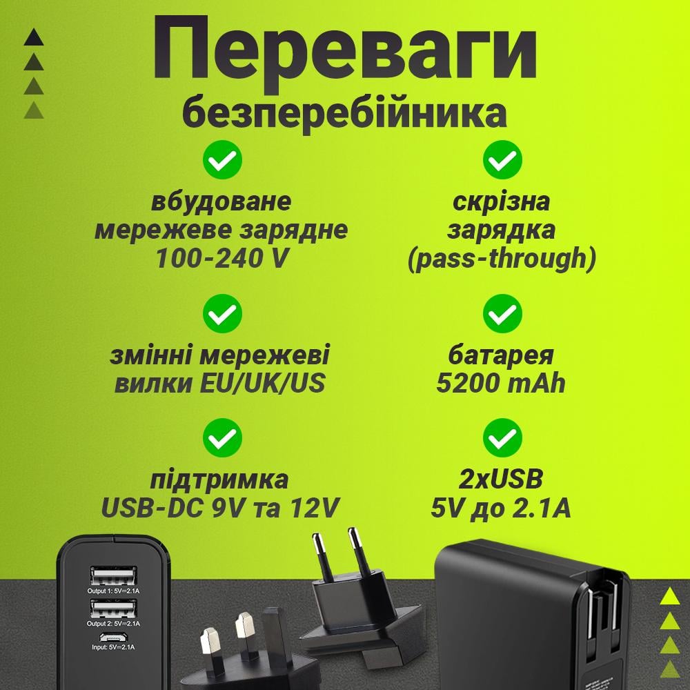 UPS-комплект для роутера Silver Crest SMRP 5200 A1 с зарядкой и кабель USB DC 9/12V 5200 mAh Черный (8e568b70) - фото 3