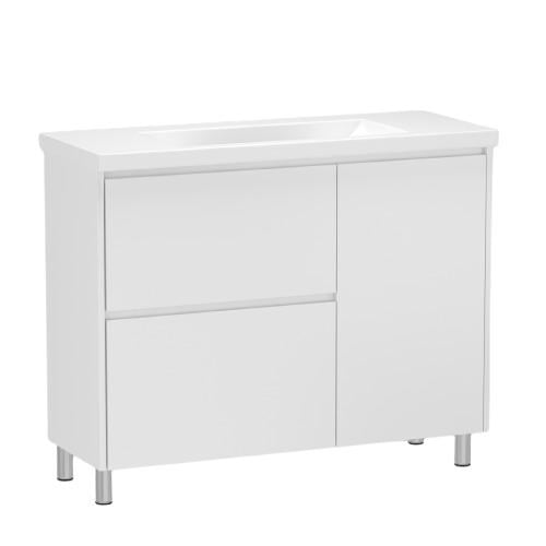 Тумба с умывальником RJ RJFU013-01100WHSET RJFU013-01100WH+K32-016-EX 100x75x45,5 см Белый (196703)