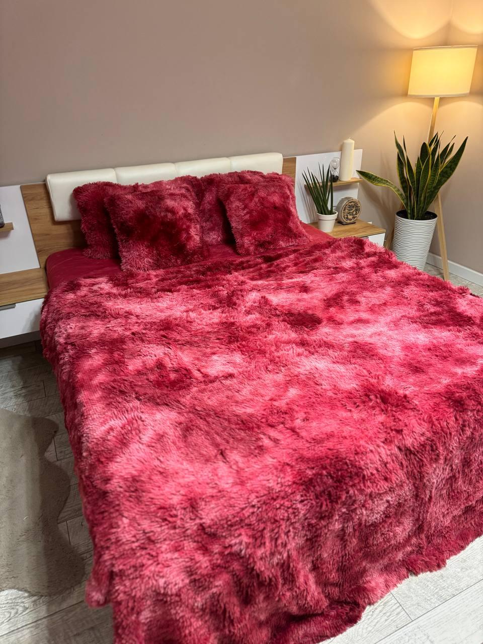 Комплект постельного белья Травка велюровое 4 наволочки евро Красный (2341555155)