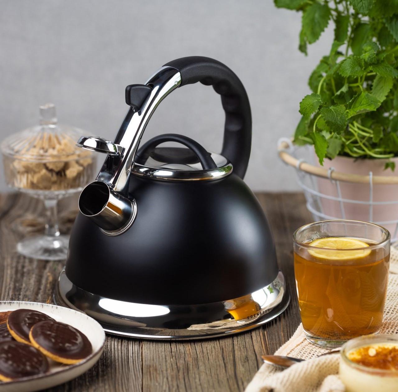 Чайник зі свистком для індукційної плити Edenberg EB-8851 з нержавіючої сталі 3 л Чорний (2530558916) - фото 2 Чайник зі свистком для індукційної плити Edenberg EB-8851 з нержавіючої сталі 3 л Чорний (2530558916) - фото 2