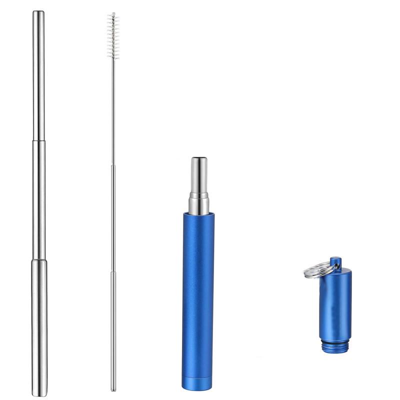 Многоразовая металлическая трубочка SUNROZ Metal Straw для напитков в футляре Синий (SUN4445)