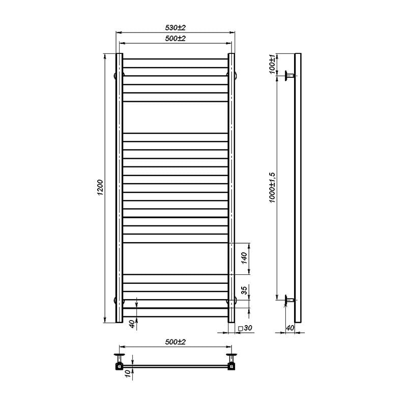 Полотенцесушитель Onlyheat Solis 500/1200/13 - фото 3 Полотенцесушитель Onlyheat Solis 500/1200/13 - фото 3