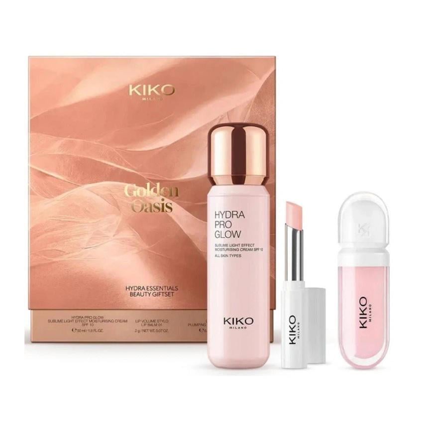 Подарочный набор косметики Kiko Milano Golden Oasis Hydra Pro Glow 50 мл/Lip Volume Stylo Tutu Rose 2 г/Lip Volume Tutu Rose (404496)