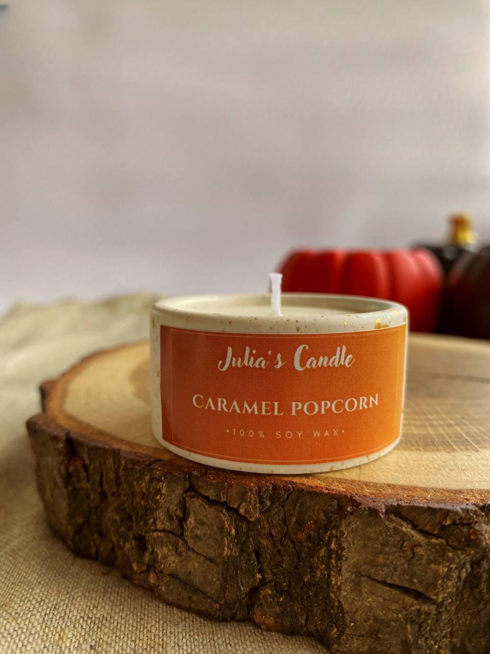 Свеча ароматическая в гипсе Julia's Candle Карамельный поп-корн 25 мл - фото 1