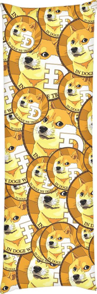 Подушка дакимакура Dogecoin 50х150 см (13545911)