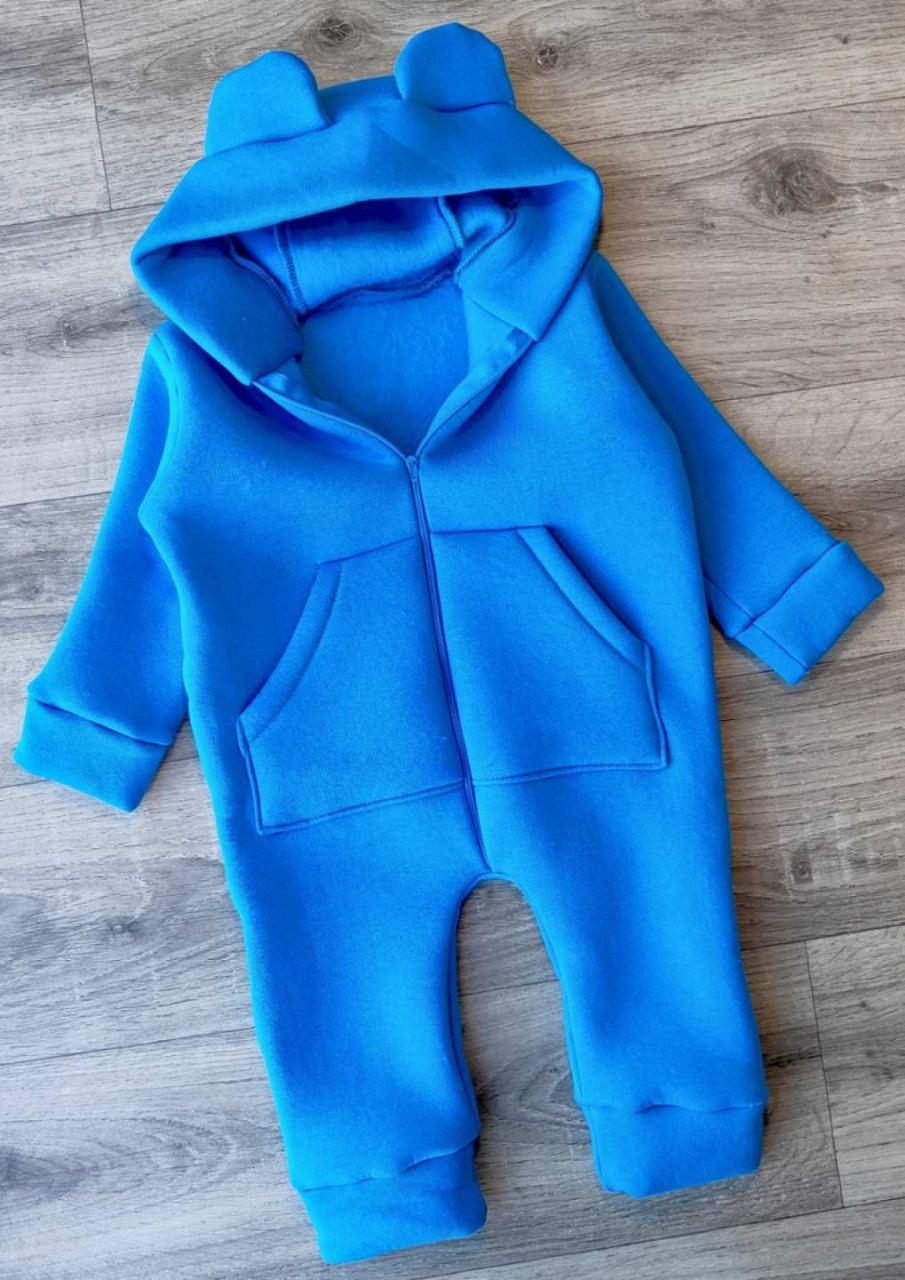Ромпер теплый детский на 2-3 года 92 см Голубой (29829345)