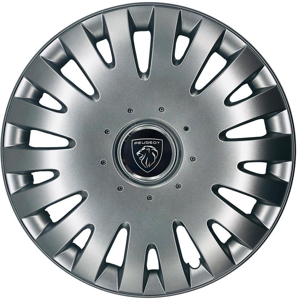 Колпаки SJS 108 с логотипом Peugeot NEW 4 шт. R13 Серебряный (2789080697)