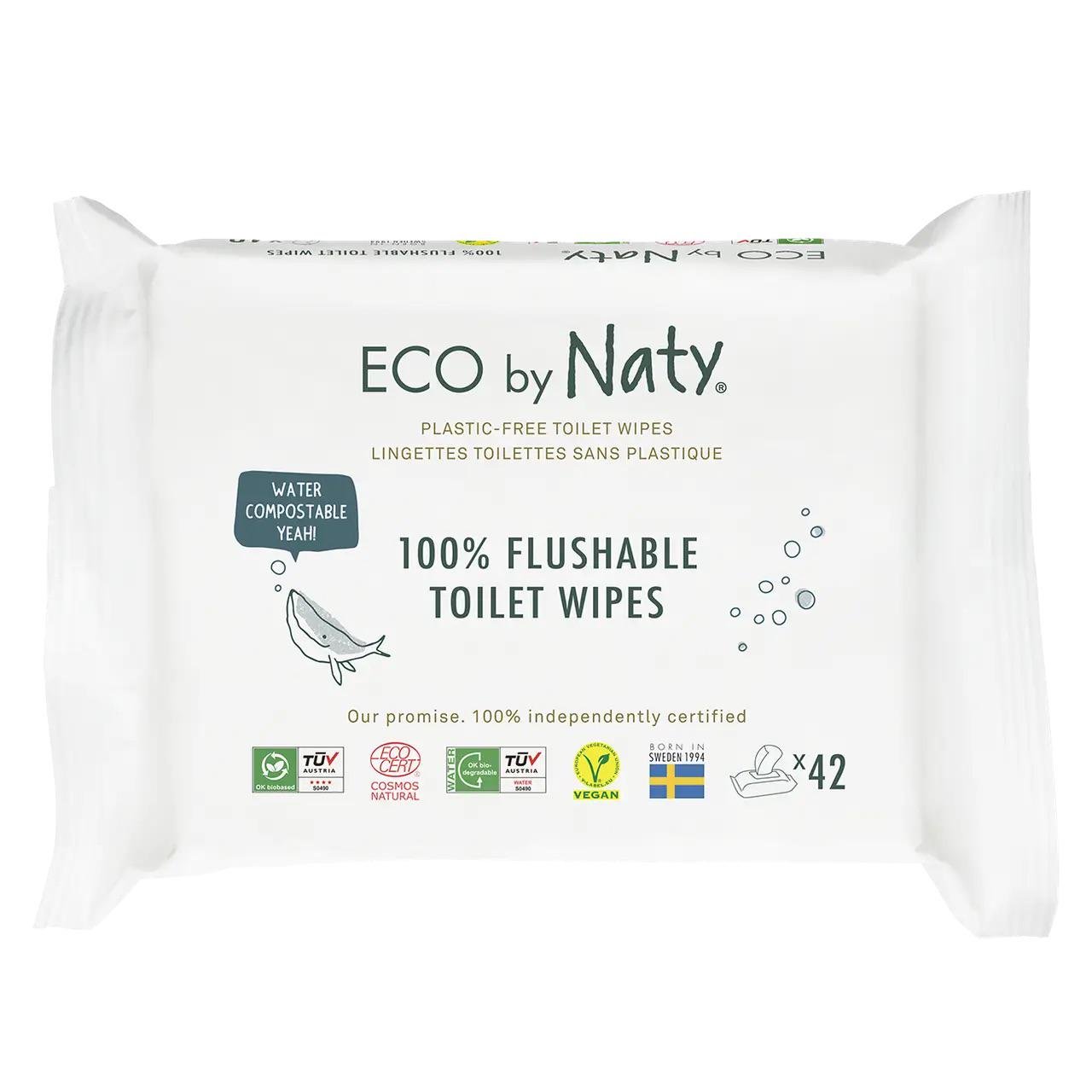 Серветки органічні, що змиваються Eco by Naty з легким запахом 42 шт.