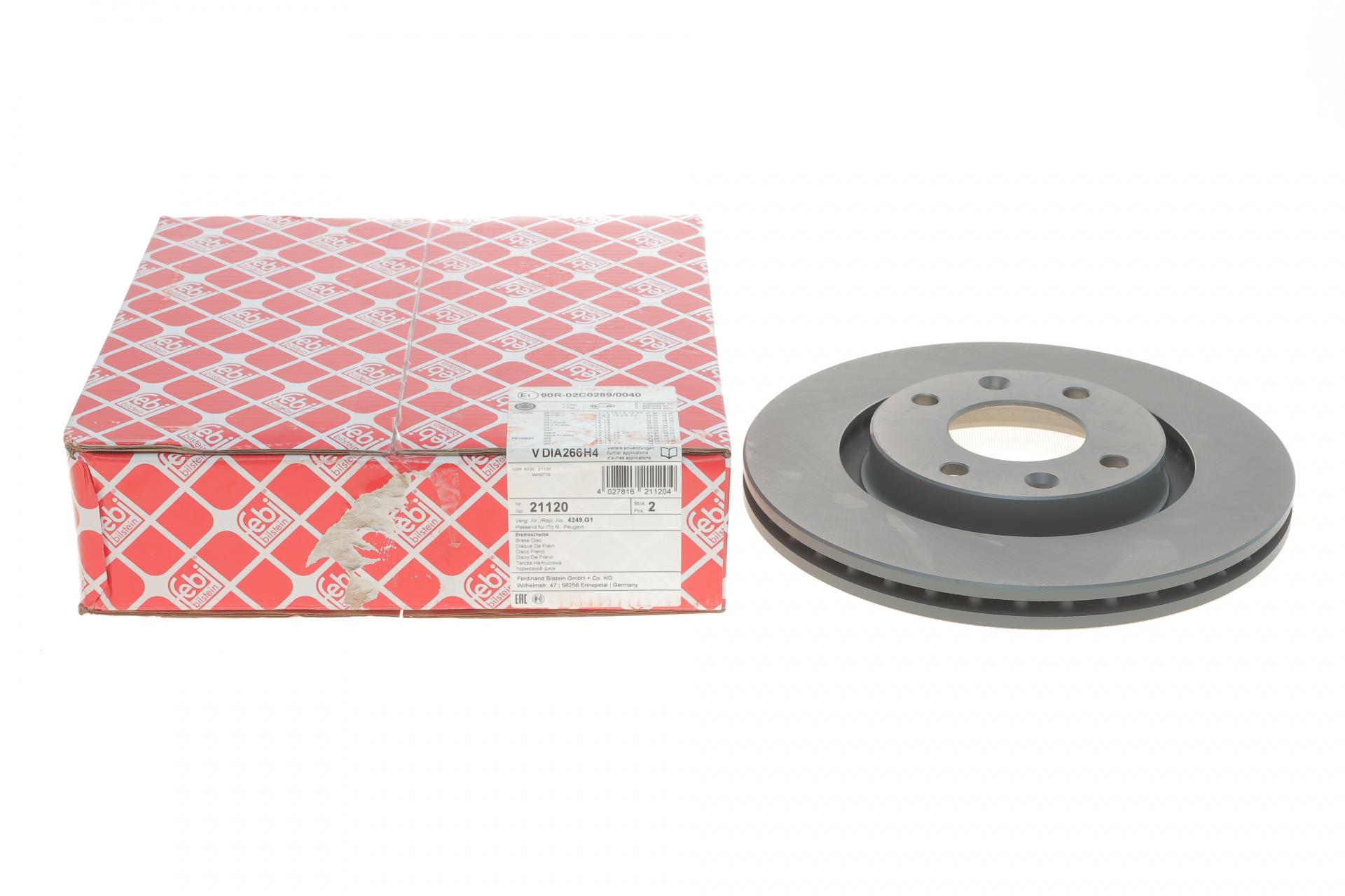 Тормозной диск передний FEBI BILSTEIN для Citroen Berlingo/Peugeot Partner 96-266x22 мм (21120)