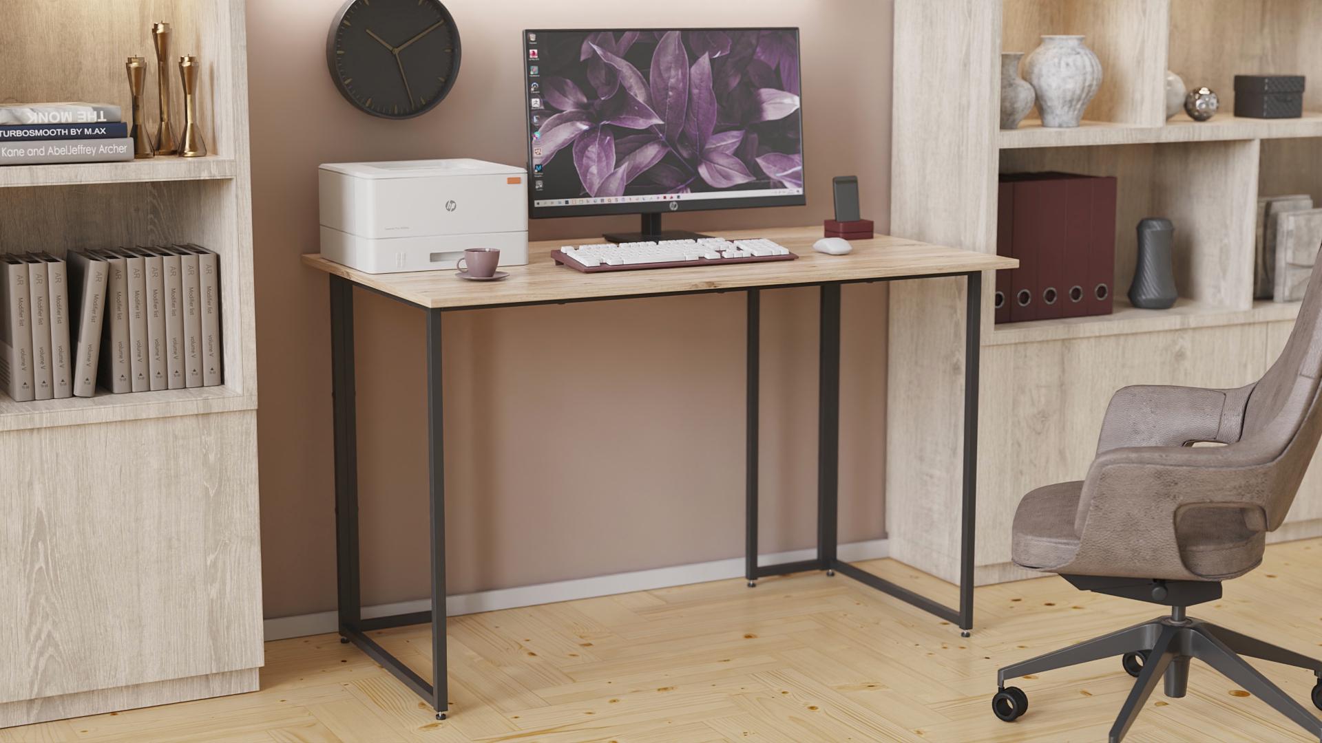 Компьютерный стол Ferrum-decor Ханна ДСП 16 мм 75x140x70 см Черный/Дуб Сан-Марино (FRD-103524) - фото 4