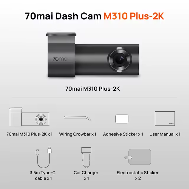 Відеореєстратор 70mai Dash Cam M310 Plus-2K Global Black (1123122) - фото 4