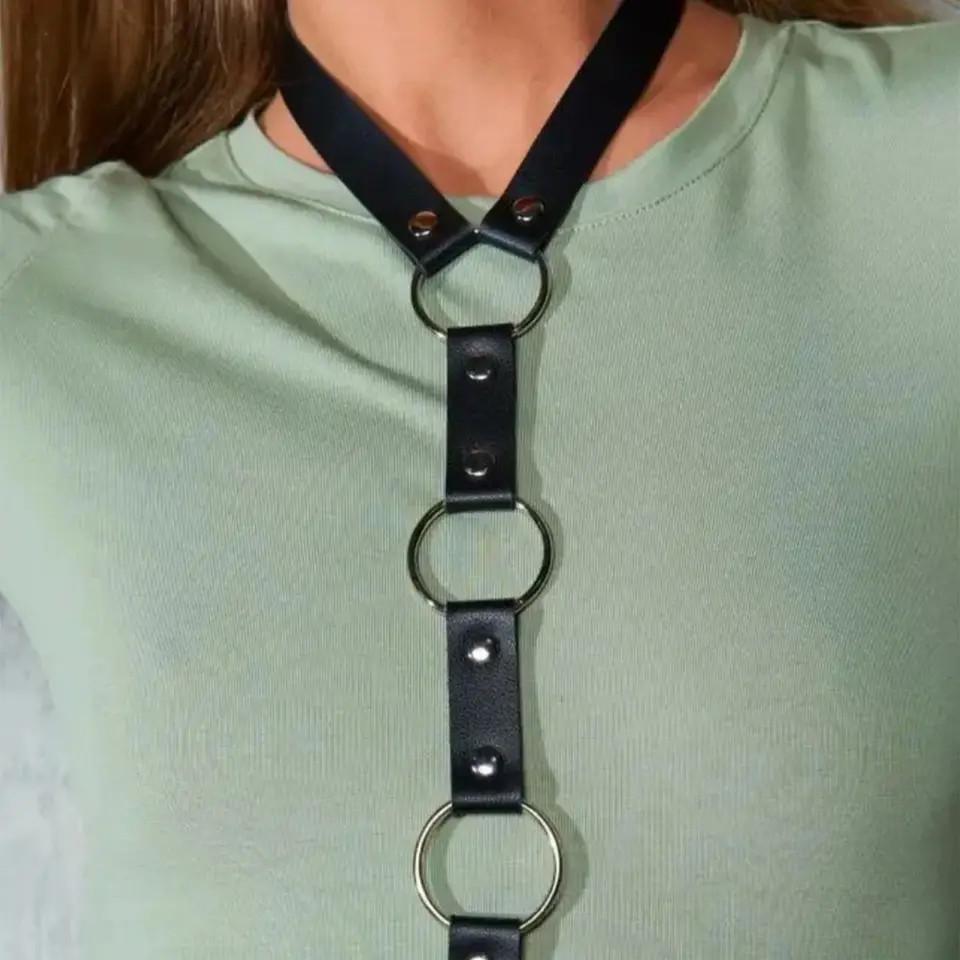 Портупея кожанная с кольцами Черный - фото 3