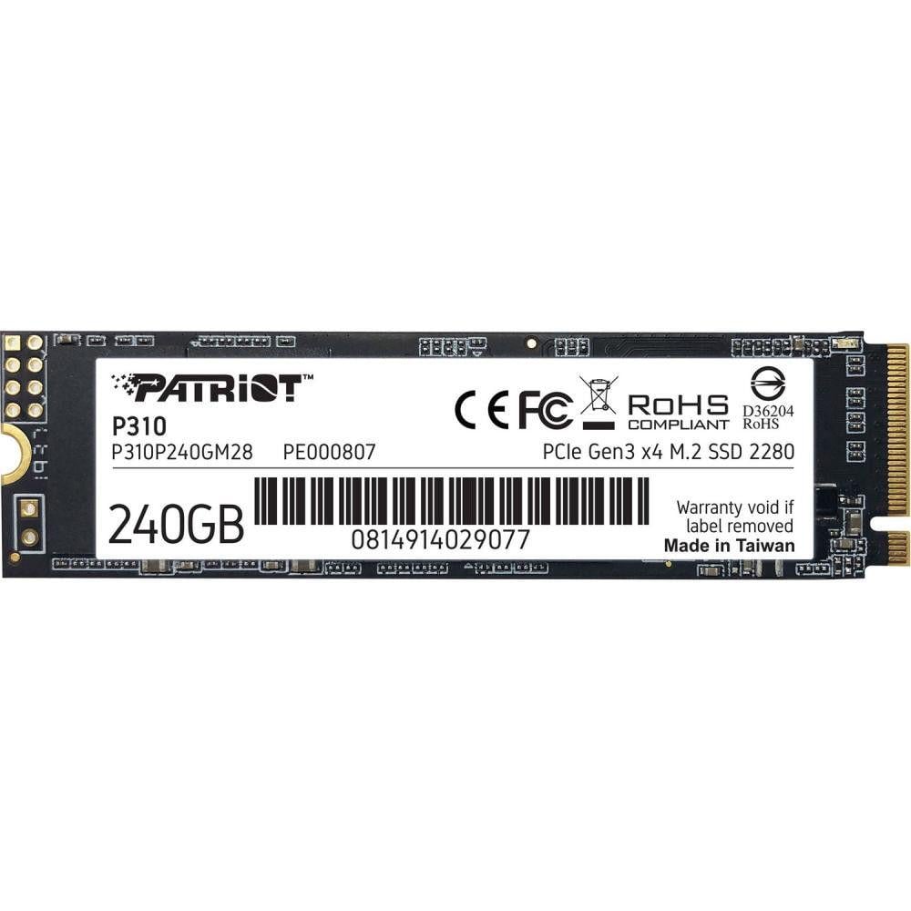 Накопичувач твердотільний M.2 240 Gb/Patriot P310 PCI-E 4x 3D TLC 1700/1000 МБ/с (P310P240GM28)