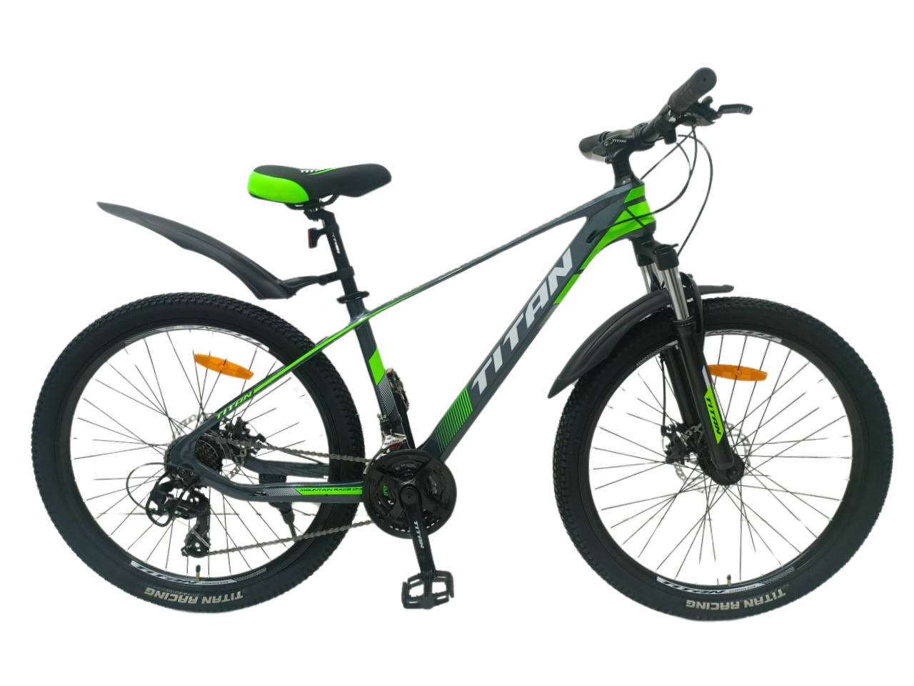 Велосипед Titan Shadow 2024 26" 15,5" Серый/Зеленый (2437705791)
