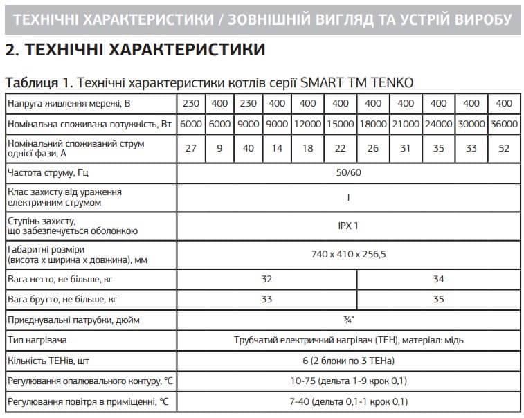 Котел електричний Tenko Smart 36 кВт 400В з насосом та баком (96701) - фото 5 Котел електричний Tenko Smart 36 кВт 400В з насосом та баком (96701) - фото 5