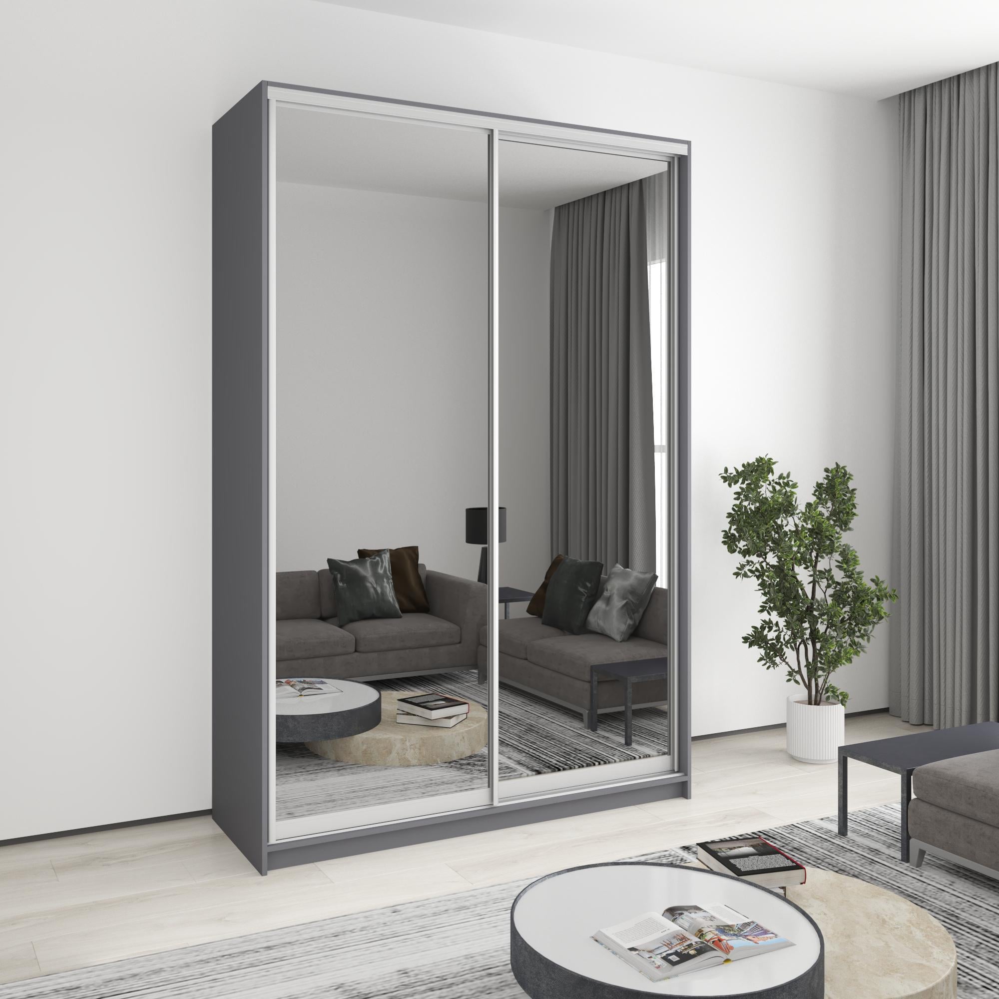 Шкаф-купе двухдверный MebelStar стандарт AL 2 зеркала 160x45x240 см Антрацит (MBS-3804)