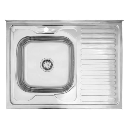 Кухонная мойка накладная Kroner KRP Polierte 6080L 0,6 мм 800x600 мм из нержавеющей стали (SVR-CV022817)
