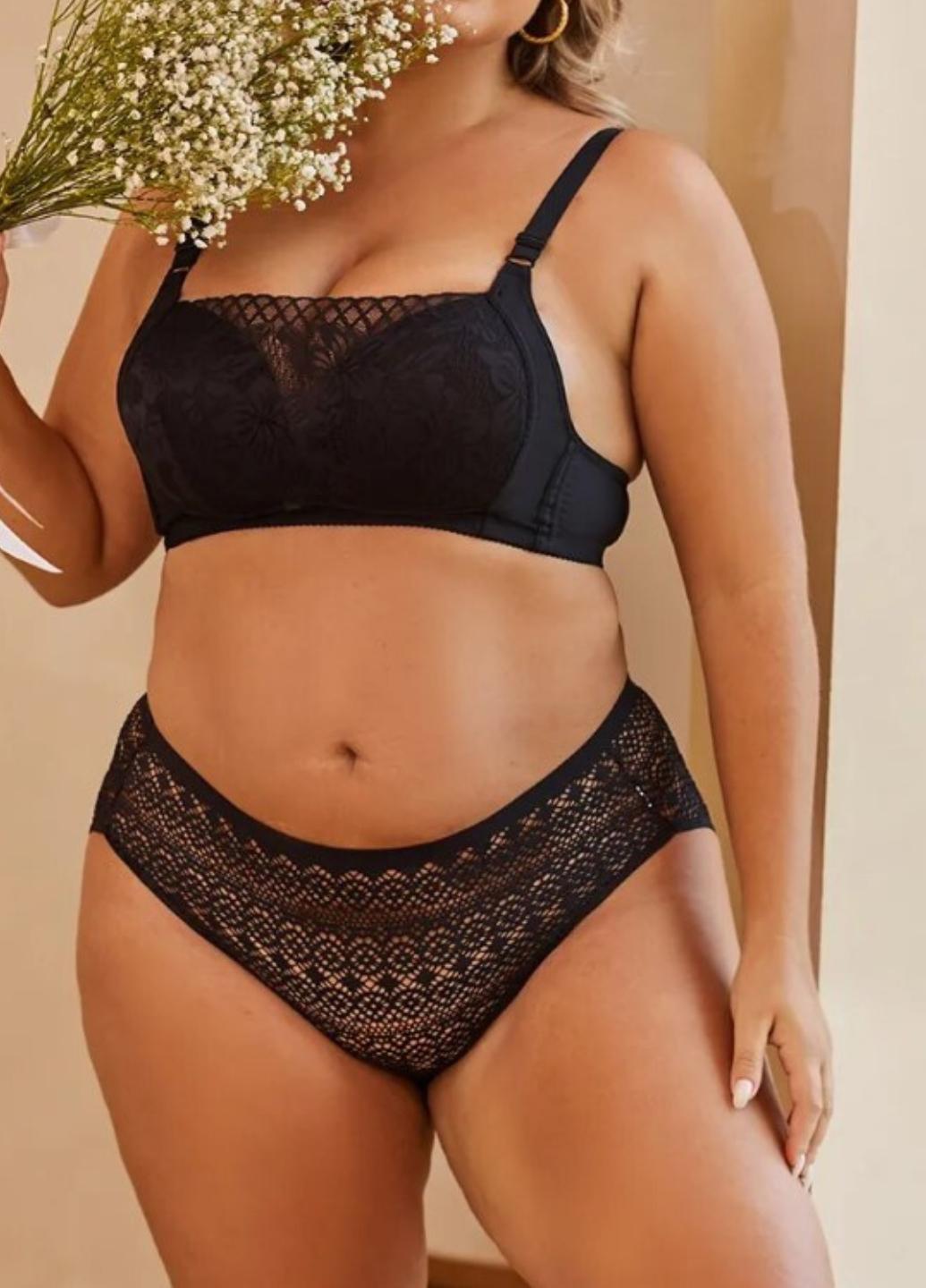 Трусы кружевные Finetoo батальные нежность 2XL Черный (1024-56)