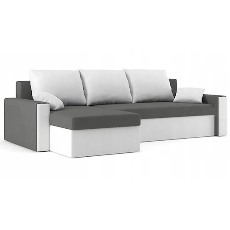 Диван угловой Зеус 235х140 см Серый/Молочный (25484910)