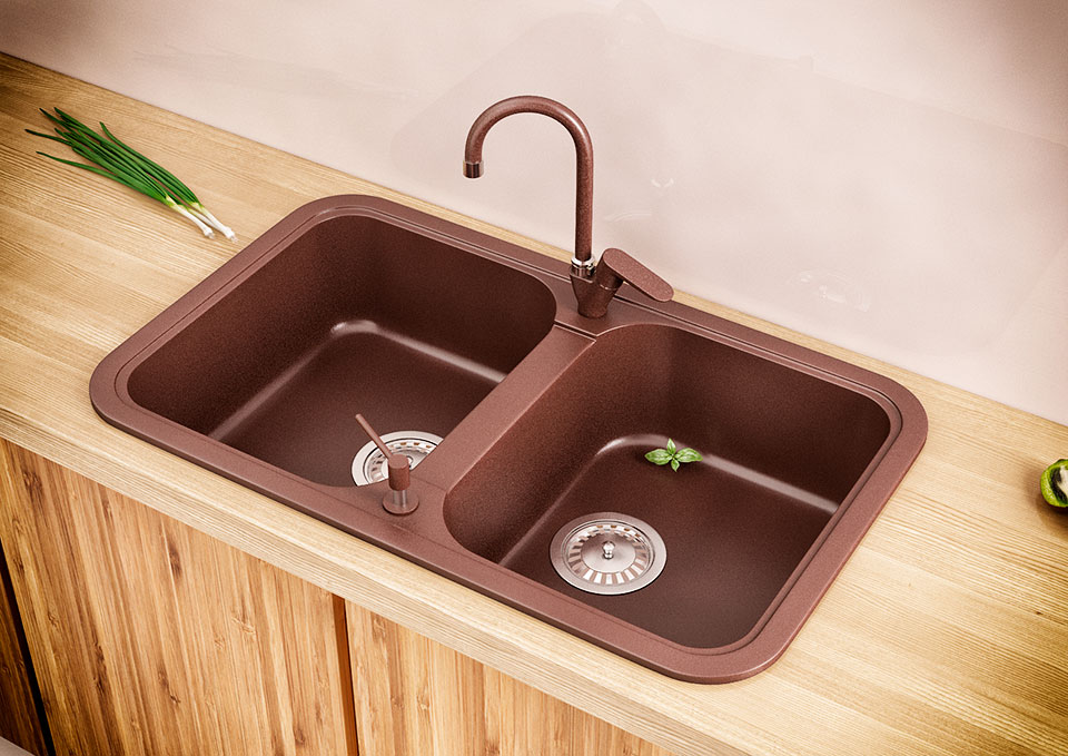 Мойка для кухни Stella Marin гранитная Коричневый - фото 2 Мойка для кухни Stella Marin гранитная Коричневый - фото 2