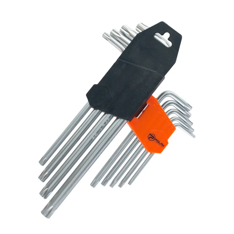 Набір шестигранних TORX ключів Polax Г-подібних подовжених 9 предметів Т10-Т50 Cr-V (25-008) - фото 2