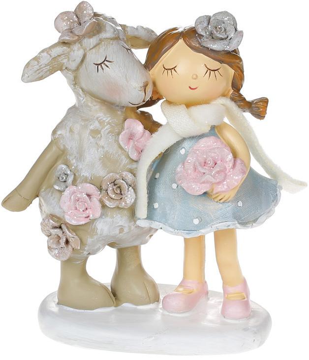Статуэтка декоративная Девочка с Овечкой 12,5х7х15,2 см Статуэтка декоративная Девочка с Овечкой 12,5х7х15,2 см