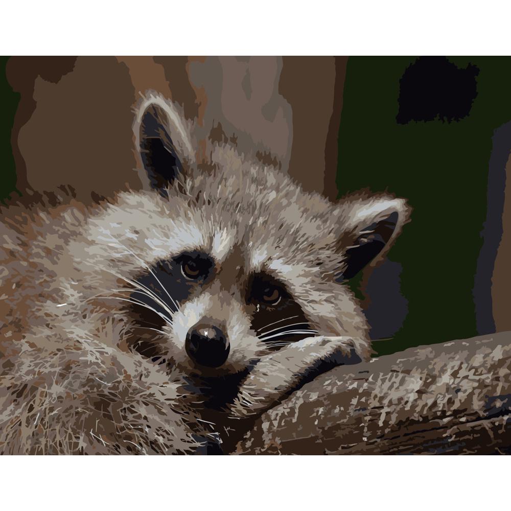 Картина по номерам Strateg Премиум Печальный енотик 40х50 см (DY087)