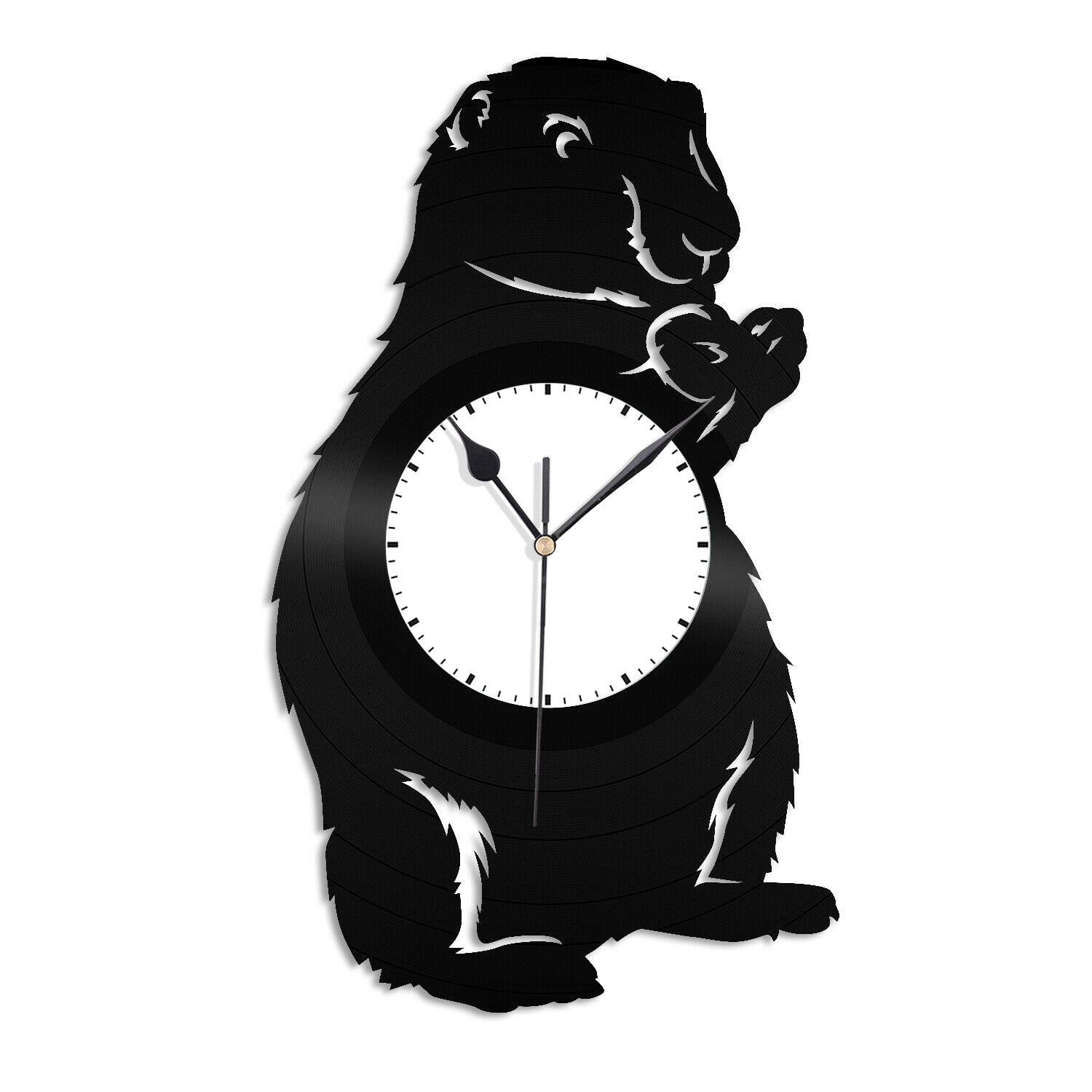 Часы настенные Луговая собачка 1870 из виниловой пластинки